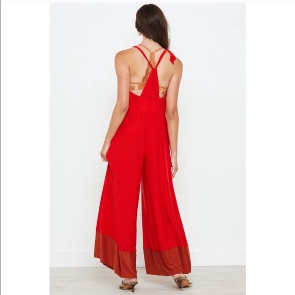 NWT FREE PEOPLE We Are HAH Jump 2 It Red Jumpsuit Romper - Picture 2 of 4